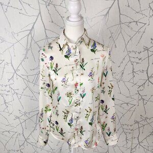 Zara Floral Botany Printed Metal Accent Shirt